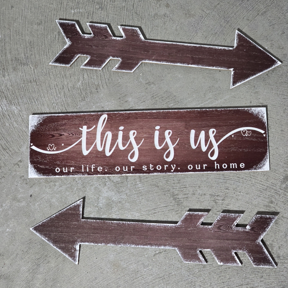 Brown Wooden Wall Decor "This Is Us"  Set